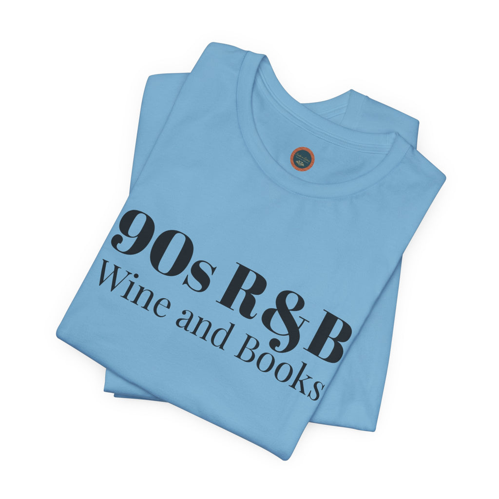90s R&B Wine & Books Tee — Retro Music Lover Graphic T-Shirt