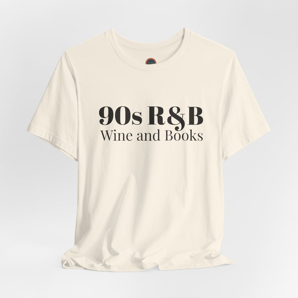 90s R&B Wine & Books Tee — Retro Music Lover Graphic T-Shirt