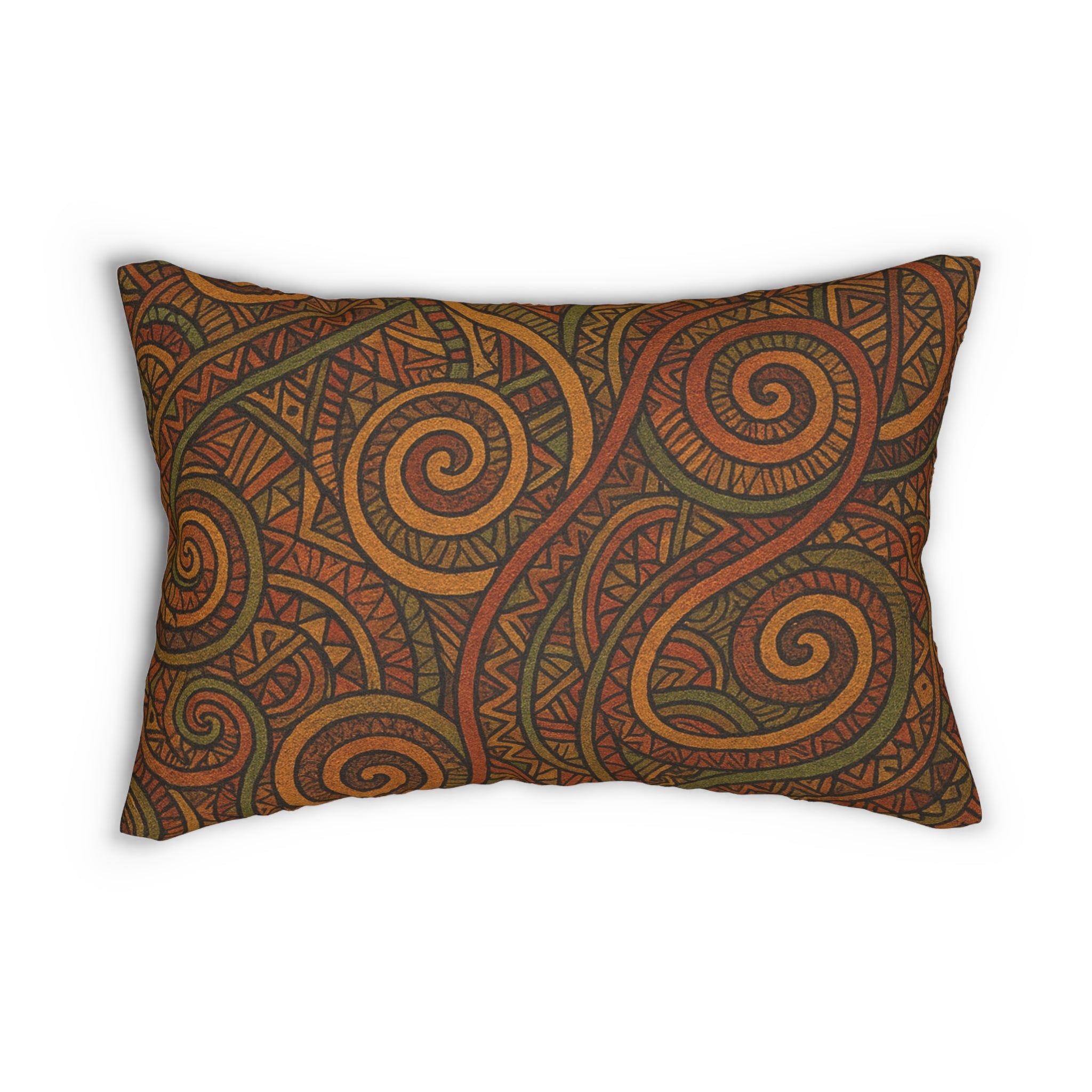 Afro-Boho Tribal Swirl Lumbar Pillow