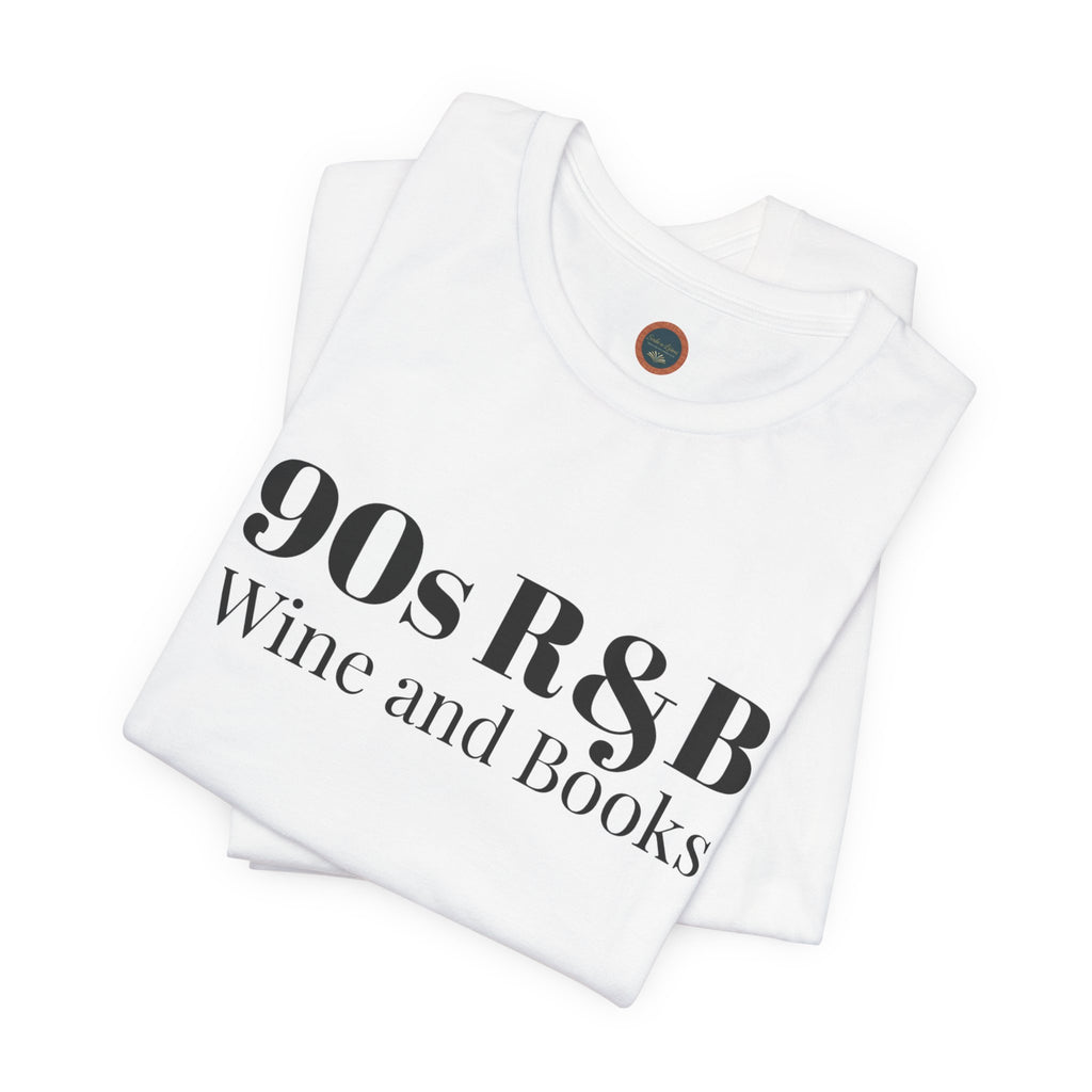 90s R&B Wine & Books Tee — Retro Music Lover Graphic T-Shirt