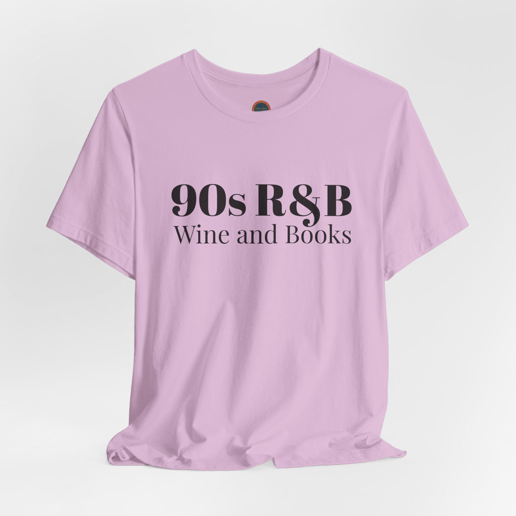 90s R&B Wine & Books Tee — Retro Music Lover Graphic T-Shirt