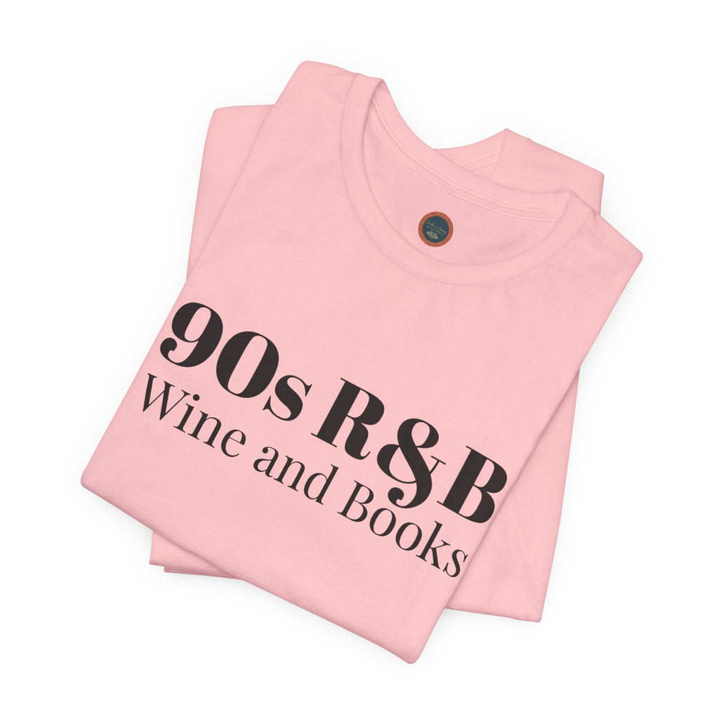 90s R&B Wine & Books Tee — Retro Music Lover Graphic T-Shirt