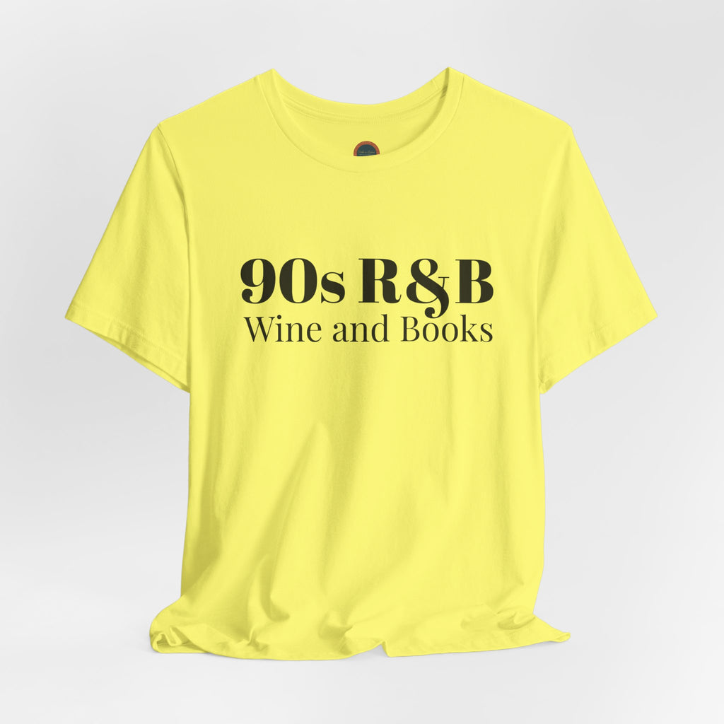 90s R&B Wine & Books Tee — Retro Music Lover Graphic T-Shirt