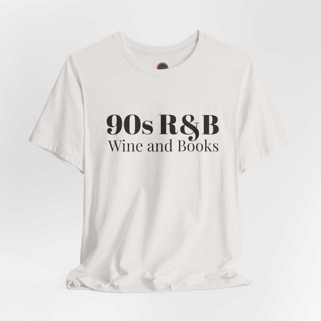 90s R&B Wine & Books Tee — Retro Music Lover Graphic T-Shirt