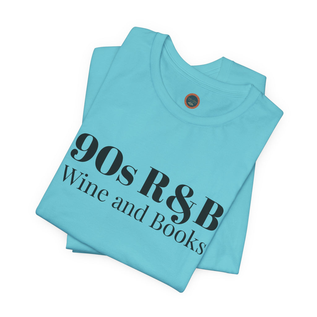 90s R&B Wine & Books Tee — Retro Music Lover Graphic T-Shirt