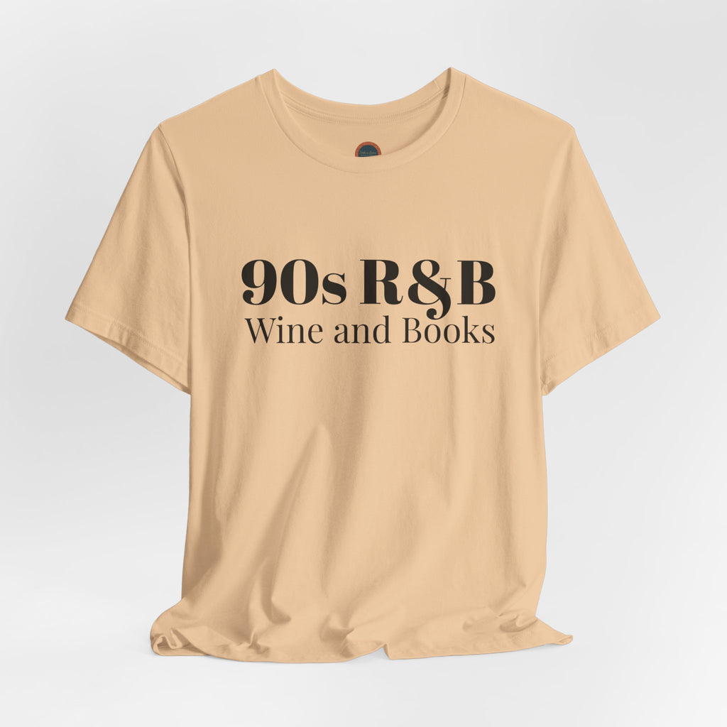 90s R&B Wine & Books Tee — Retro Music Lover Graphic T-Shirt