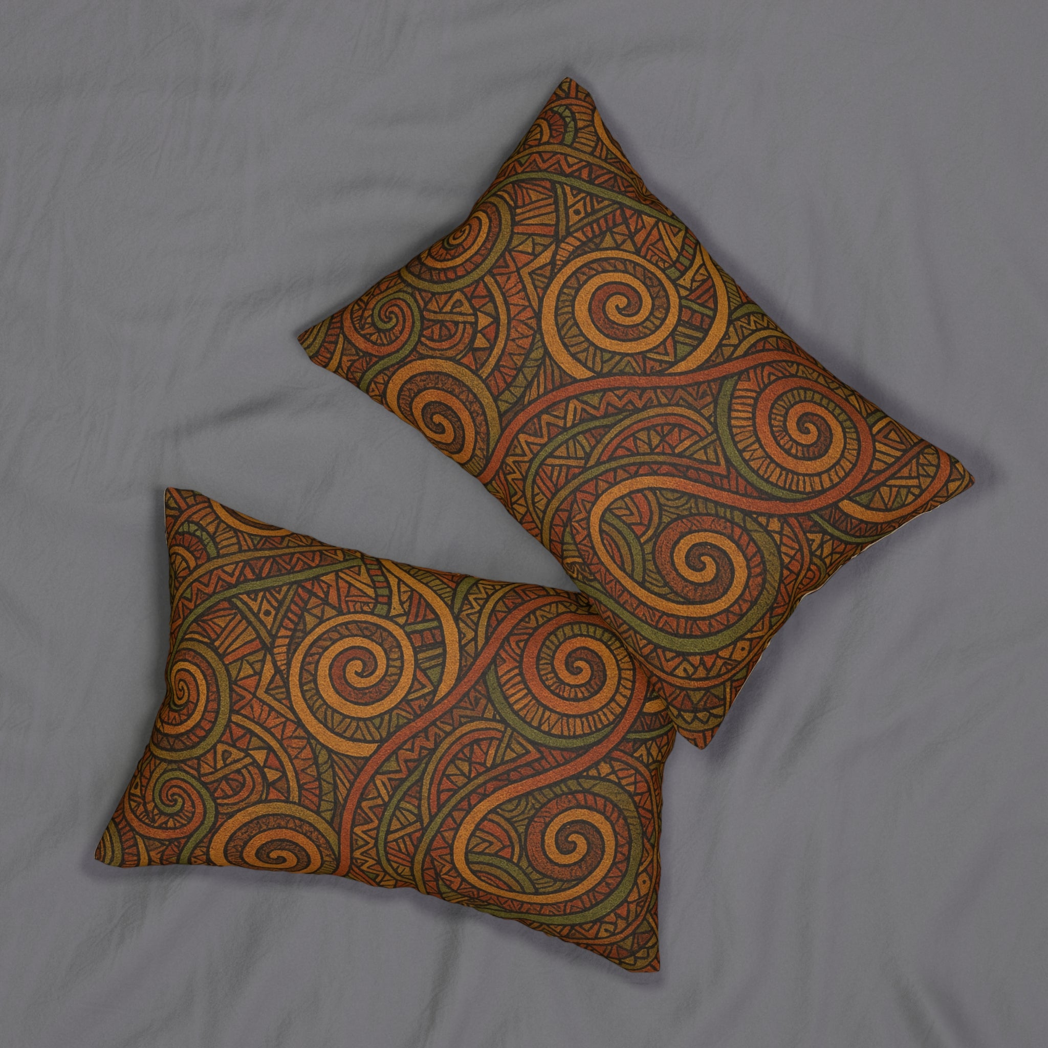 Afro-Boho Tribal Swirl Lumbar Pillow