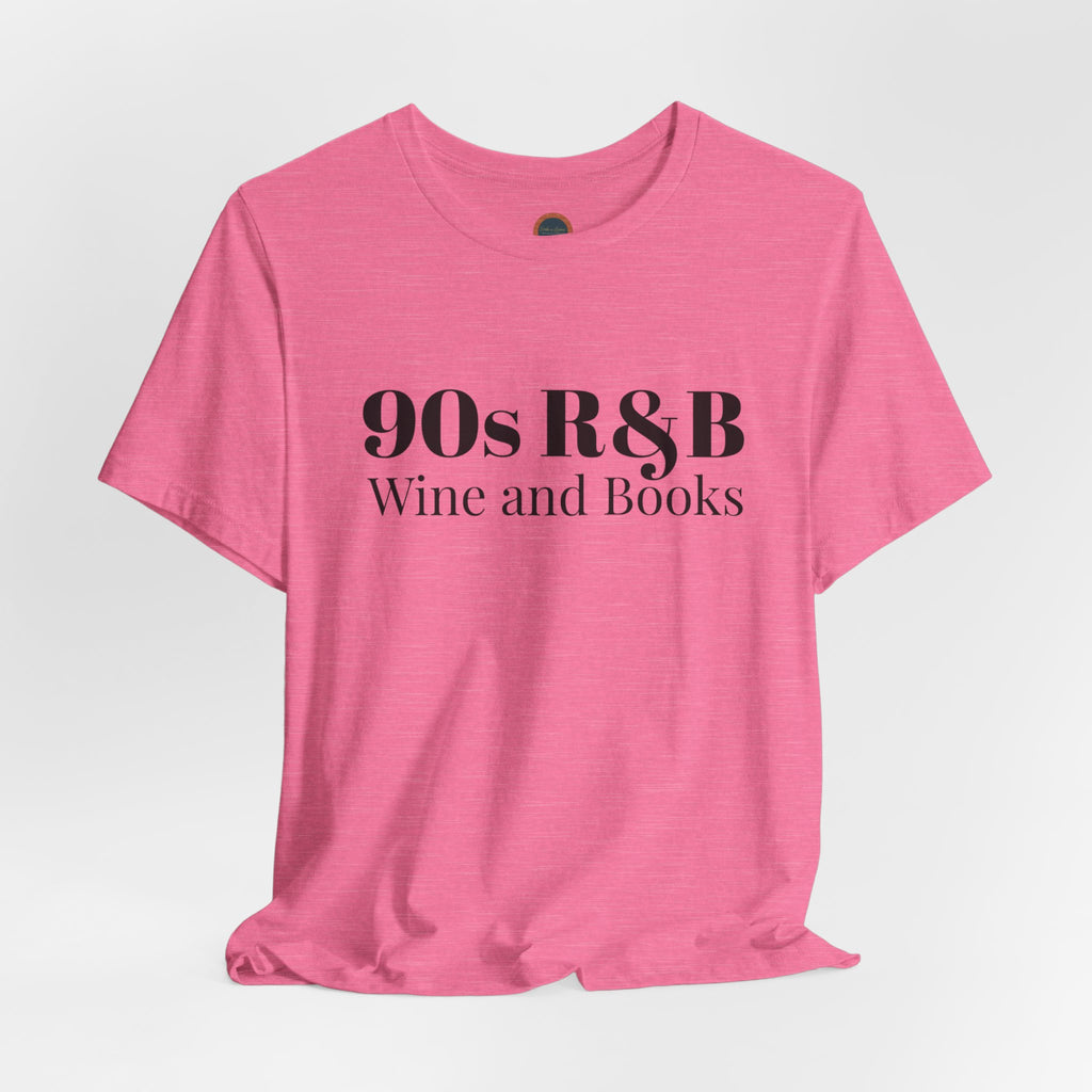 90s R&B Wine & Books Tee — Retro Music Lover Graphic T-Shirt
